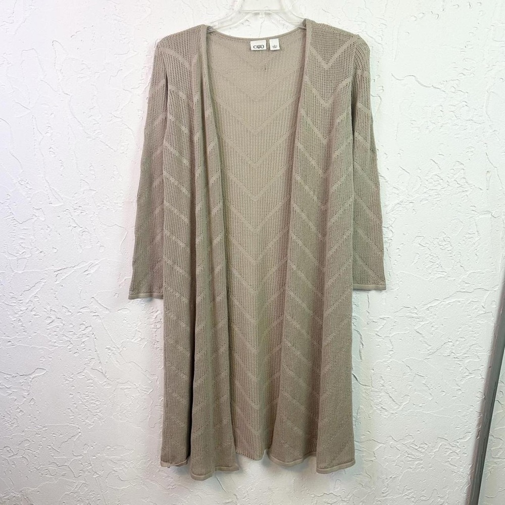 Cato Tan Open Front Long Duster Cardigan Size Large Boho